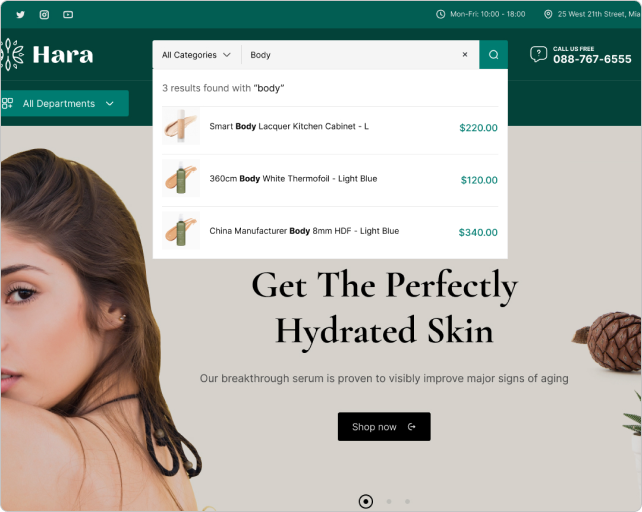 Hara - Beauty and Cosmetics Shop WooCommerce Theme