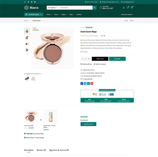 Hara - Beauty and Cosmetics Shop WooCommerce Theme
